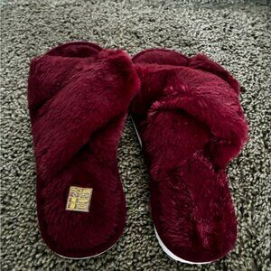 Plush Burgundy Slippers